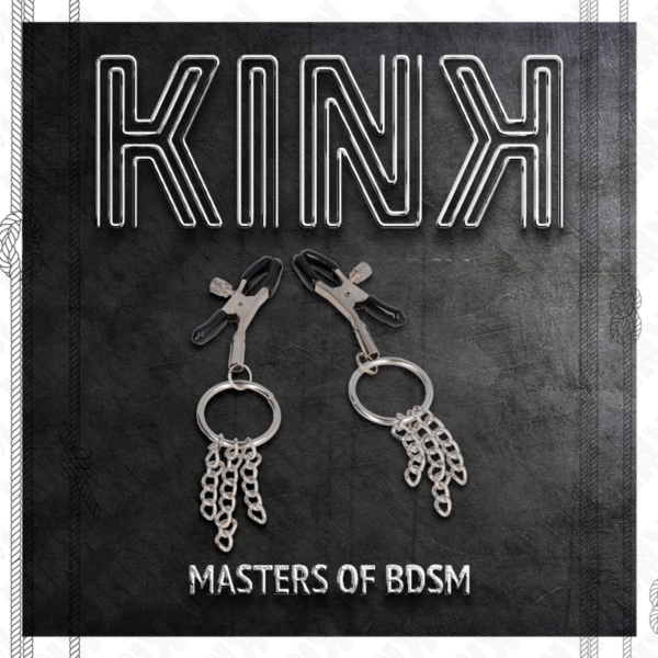 Kink - pinzas para pezones con aro y pequeÑas cadenas plateado 6 cm