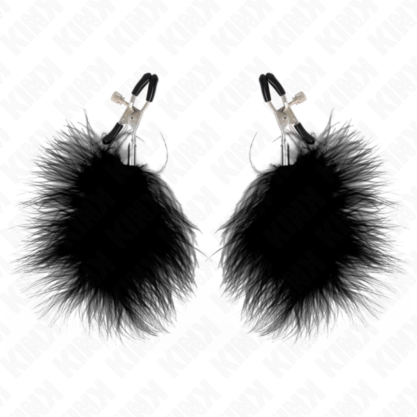 Kink - pinzas para pezones con pluma negro 7 cm