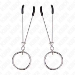 Kink - pinzas para pezones fina con aro plateado 7 cm