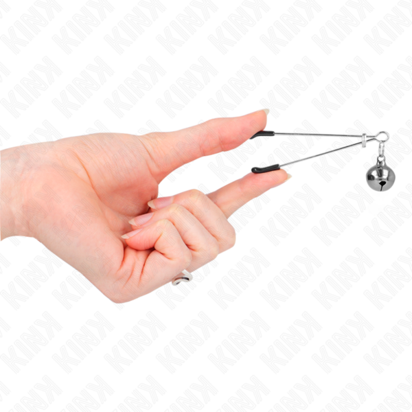 Kink - pinzas para pezones fina con cascabel plateado 7 cm