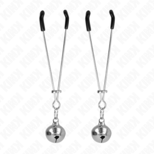 Kink - pinzas para pezones fina con cascabel plateado 7 cm