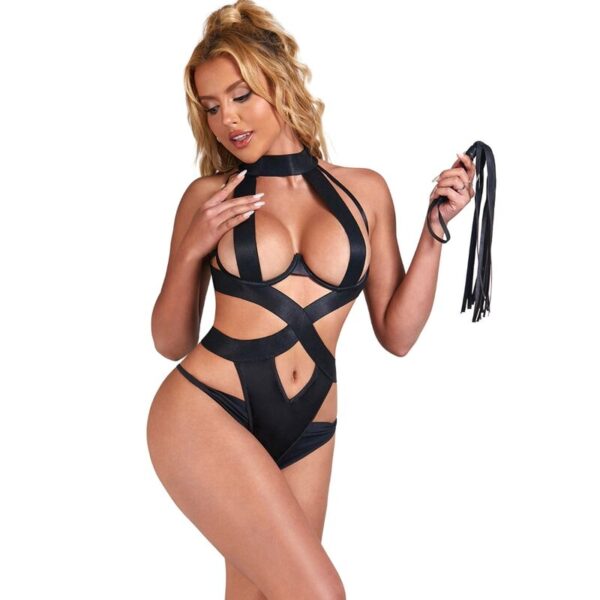 Subblime - body halter sexy con arnes negro l/xl