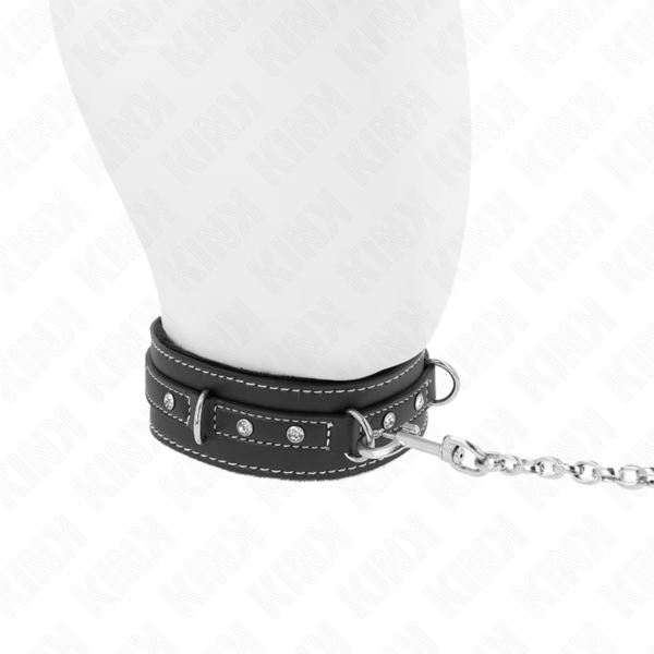 Kink - collar con correa 105 cm de piel de pvc remache de diamantes de imitaciÓn 41.5 x 4 cm