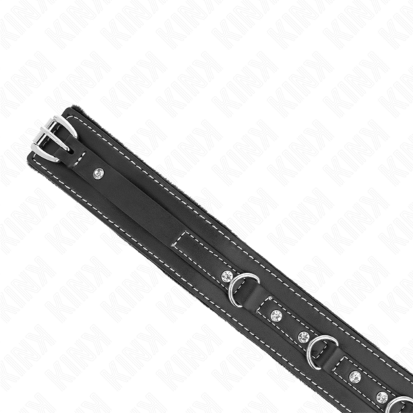 Kink - collar con correa 105 cm de piel de pvc remache de diamantes de imitaciÓn 41.5 x 4 cm