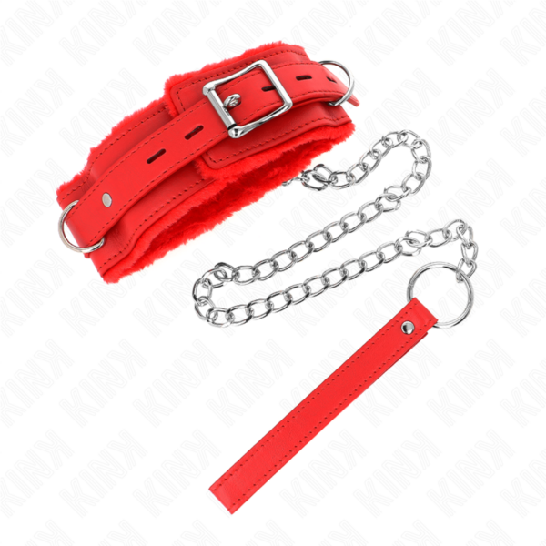 Kink - collar con correa 65 cm con restricciones rojo ajustable 36-42 cm x 5.5 cm