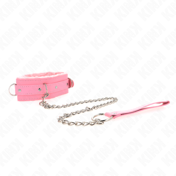 Kink - collar con correa 65 cm con restricciones rosa ajustable 36-42 cm x 5.5 cm