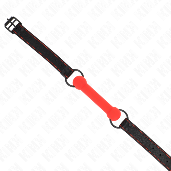 Kink - mordaza forma de hueso con correa polipiel rojo ajustable 41-57 cm