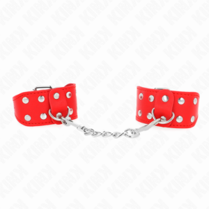 Kink - muÑequeras con doble lÍnea de tachuelas ajustable rojo