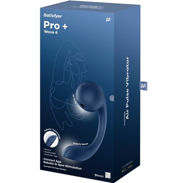 Satisfyer - pro+ wave 4 estimulador punto g & air pulse aplicaciÓn gratuita azul oscuro