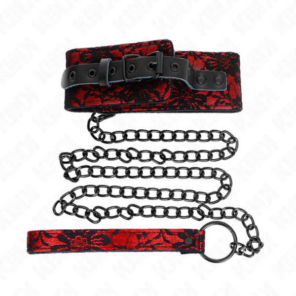 Kink - collar con correa 105 cm de encaje con cinturÓn de cuero real 44 x 5.5 cm