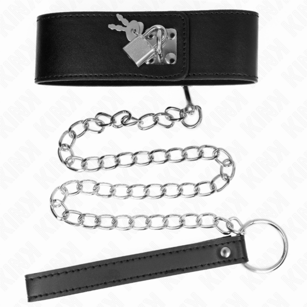 Kink - collar con correa 65 cm ancho negro ajustable 33.5-41 cm x 5 cm