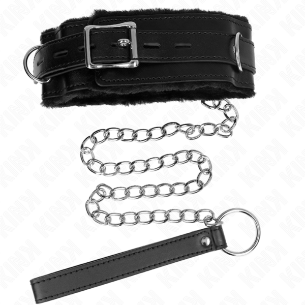 Kink - collar con correa 65 cm con restricciones negro ajustable 36-42 cm x 5.5 cm