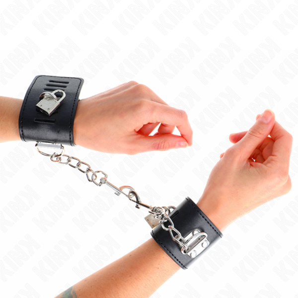Kink - muÑequeras con cierre candado negro ajustable 16-23 cm x 5.5 cm