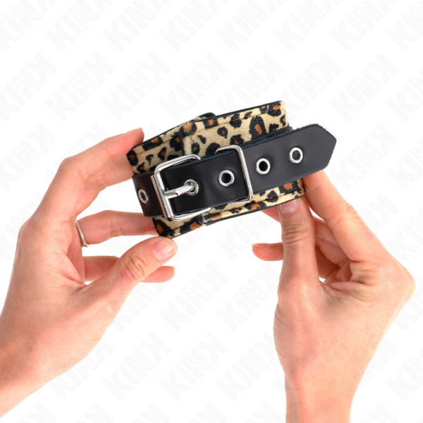 Kink - muÑequeras de cuero estilo leopardo ajustable 18-29 cm x 5.5 cm