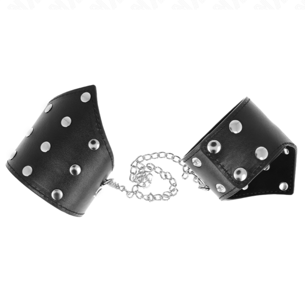 Kink - muÑequeras estilo puntiagudo negro con cadena ajustable 17-23 cm x 8.5 cm