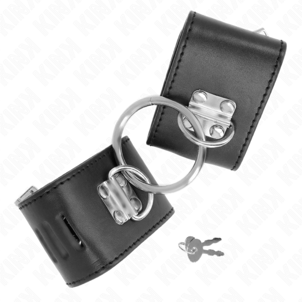 Kink - muÑequeras fijas con anilla y cierre candado negro ajustable 16-23 cm x 5.5 cm