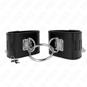 Kink - muÑequeras fijas con anilla y cierre candado negro ajustable 16-23 cm x 5.5 cm