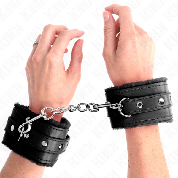 Kink - muÑequeras forradas premium negro con correa negro ajustable 17-29 cm x 6 cm