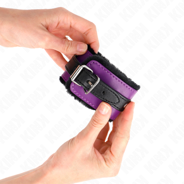 Kink - muÑequeras forradas premium negro con correa violeta / negro ajustable 17-29 cm x 6 cm