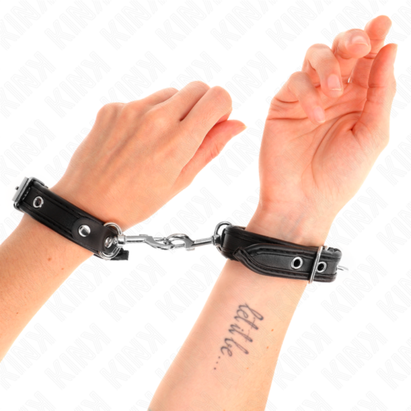 Kink - muÑequeras mini negro con tachuelas ajustable 16-22 cm x 2 cm