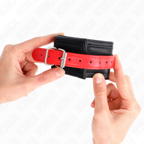 Kink - muÑequeras negro con correa rojo ajustable 17-28 cm x 6 cm