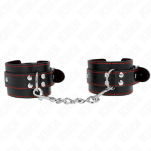 Kink - muÑequeras negro con detalles en rojo ajustable 20-28 cm x 5.5 cm