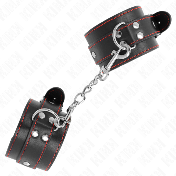 Kink - muÑequeras negro con detalles en rojo ajustable 20-28 cm x 5.5 cm