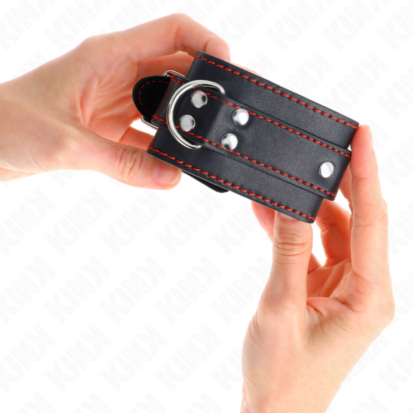 Kink - muÑequeras negro con detalles en rojo ajustable 20-28 cm x 5.5 cm