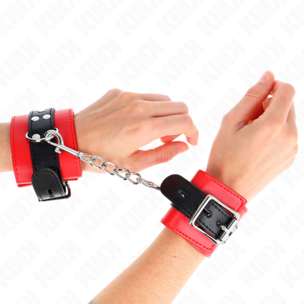 Kink - muÑequeras rojo con correa negro ajustable 17-28 cm x 6 cm