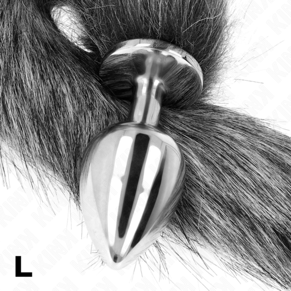 Kink - plug anal talla l 10 x 4 cm con cola sintÉtica 40 cm plateado