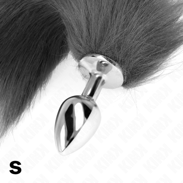 Kink - plug anal talla s 7 x 3 cm con cola sintÉtica 40 cm plateado y blanco