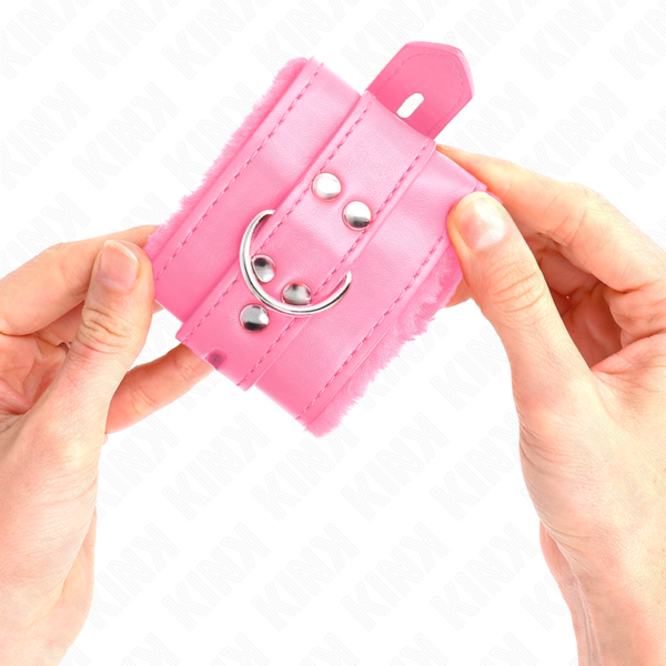 Kink - muÑequeras forradas con agujeros cuadrados rosa y correa rosa ajustable 17-29 cm x 6 cm