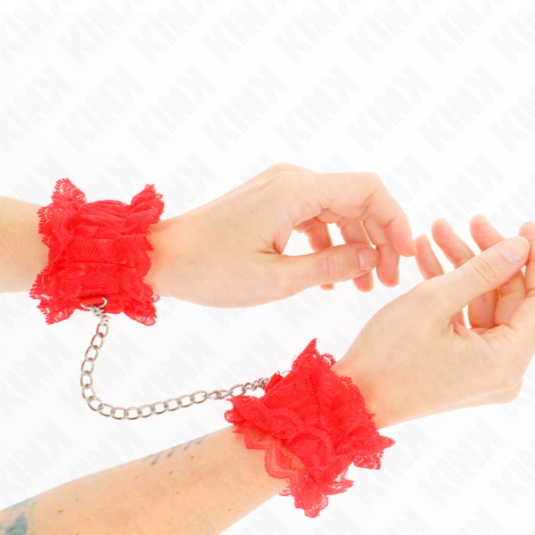 Kink - muÑequeras elÁsticas de encaje rojo