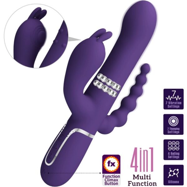 Pretty love - cammy triple vibrador multifunciÓn 4 en 1 morado