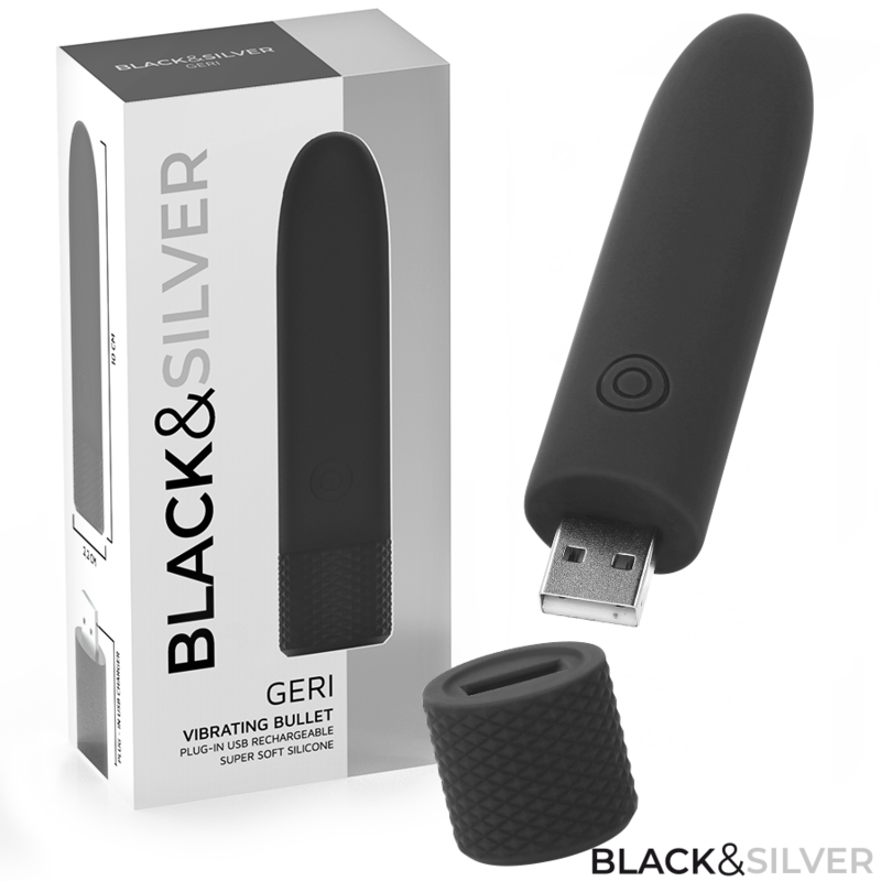 Black & silver - geri bala vibradora recargable por usb 8 vibraciones negro 10 x 2.2 cm