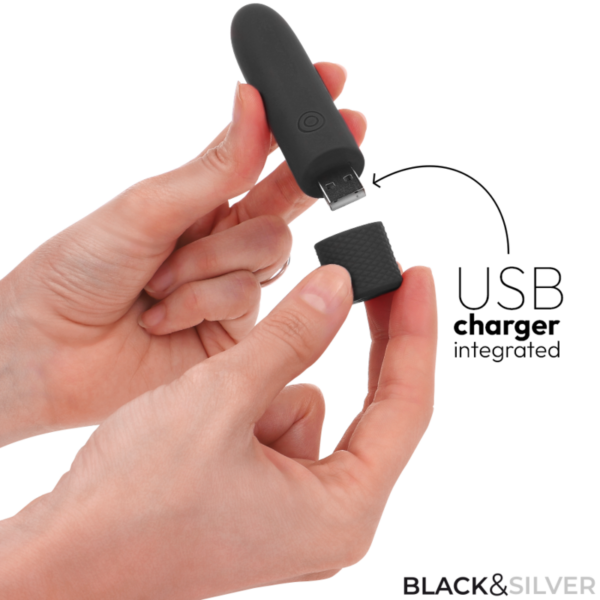 Black & silver - geri bala vibradora recargable por usb 8 vibraciones negro 10 x 2.2 cm