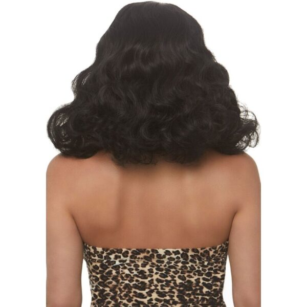 Leg avenue - peluca retro rizada con flequillo luminiscente negro