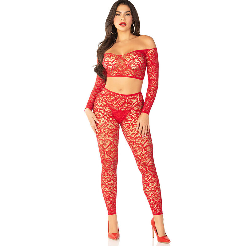 Leg avenue - crop top + medias rojo talla Única