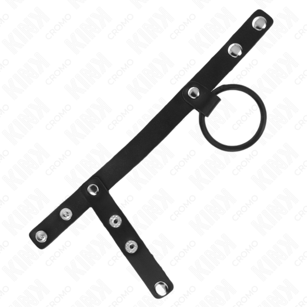 Kink - anillo pene silicona 3.8 cm con divisor de bolas y correa de cuero 22 x 1.5 cm
