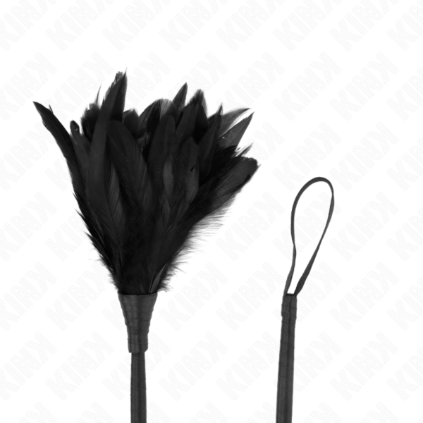 Kink - plumas de pollo para cosquillas con forma cuerno de criada negro 36 cm