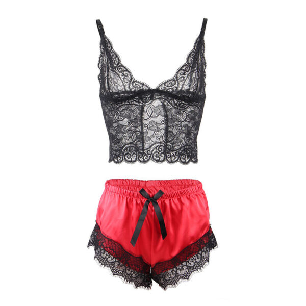 Subblime - 953966 pijama sexy saten y  encaje negro/rojo l/xl
