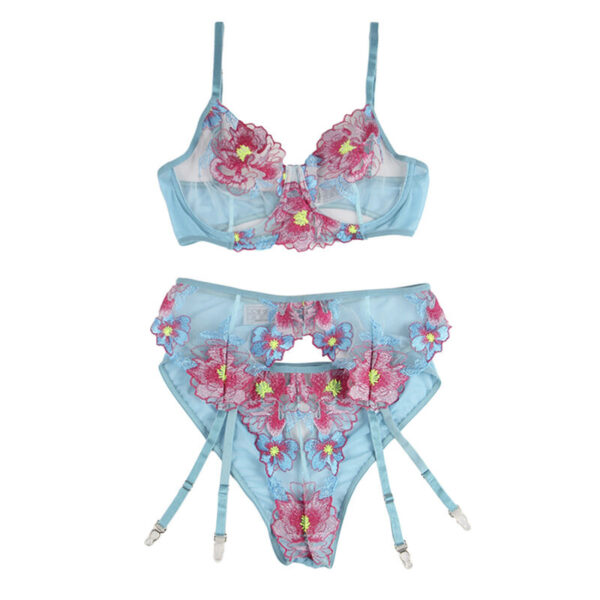 Subblime - 954109 sujetador + panties con liguero diseÑo floral azul s/m