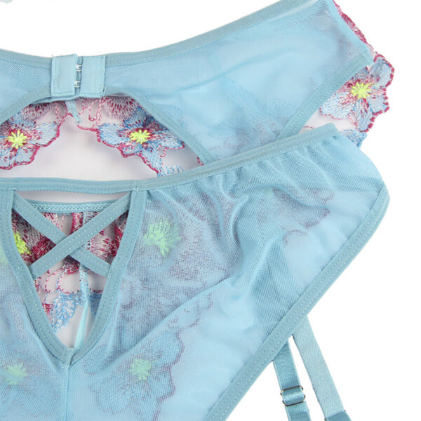 Subblime - 954116 sujetador + panties con liguero diseÑo floral azul l/xl