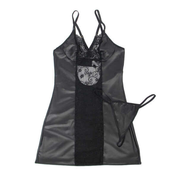 Subblime - 954178 vestido + tanga cuero negro l/xl
