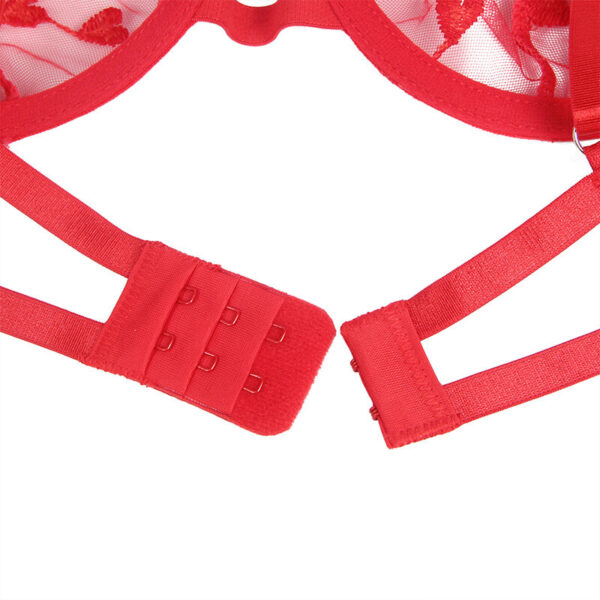 Subblime - 954321 sujetador + tanga + ligueros estampado de corazones rojo s/m