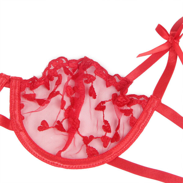 Subblime - 954338 sujetador + tanga + ligueros estampado de corazones rojo l/xl
