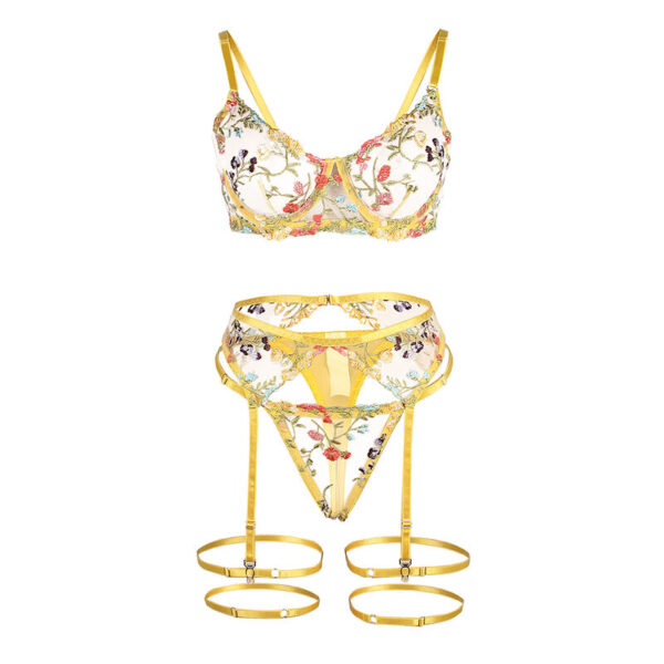 Subblime - 954345 sujetador + tanga + ligueros diseÑo floral amarillo s/m