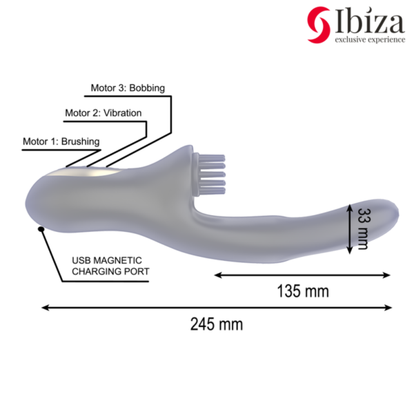 Ibiza - vibrador hi-tech rabitt brushing multi celdas clitoriales y doble wave