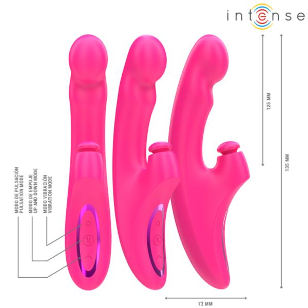 Intense - emi vibrador 13,5 cm multifunciÓn 3 en 1 10 vibraciones rosa