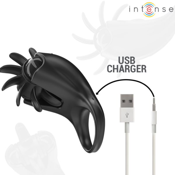 Intense - mabel anillo vibrador 10 vibraciones con estimulador de clÍtoris negro